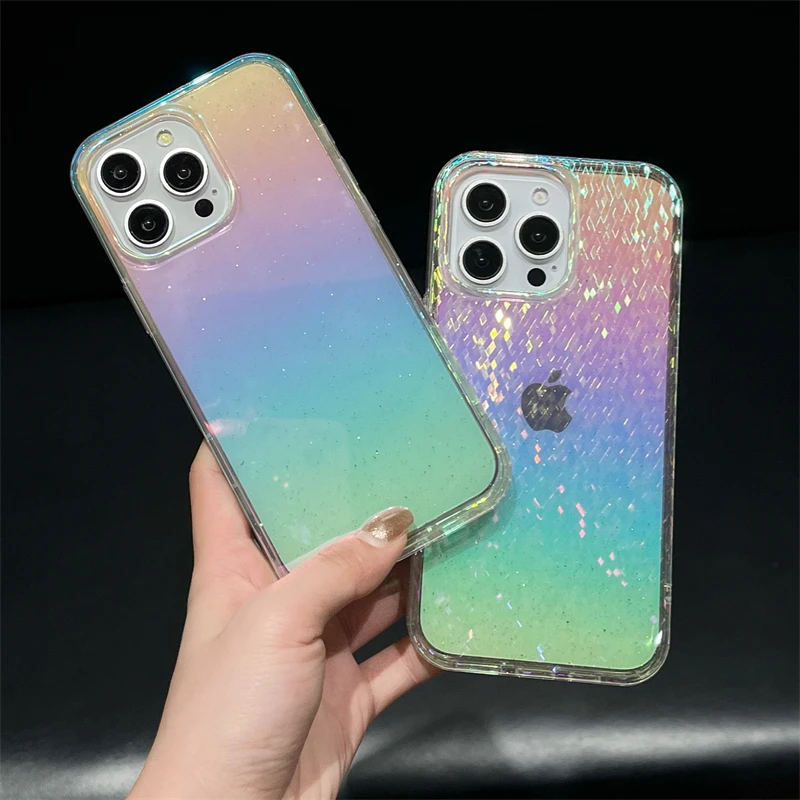 S5f864ffd733a41eaad1f0f948946f3a1J.webp Luxury Glitter Diamond Pattern Transparent Colorful Case For iPhone 17 16 15 14 13 12 Pro Max 11 Magnetic Wireless Charge Capa