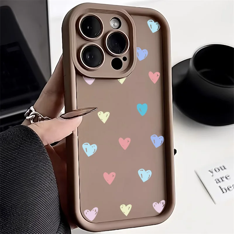 Cute Little Love Heart Phone Case For iPhone 17 Case iPhone 11 13 12 14 15 16 Pro Max X XS XR 7 8 Plus SE 2 Soft Silicone Cover