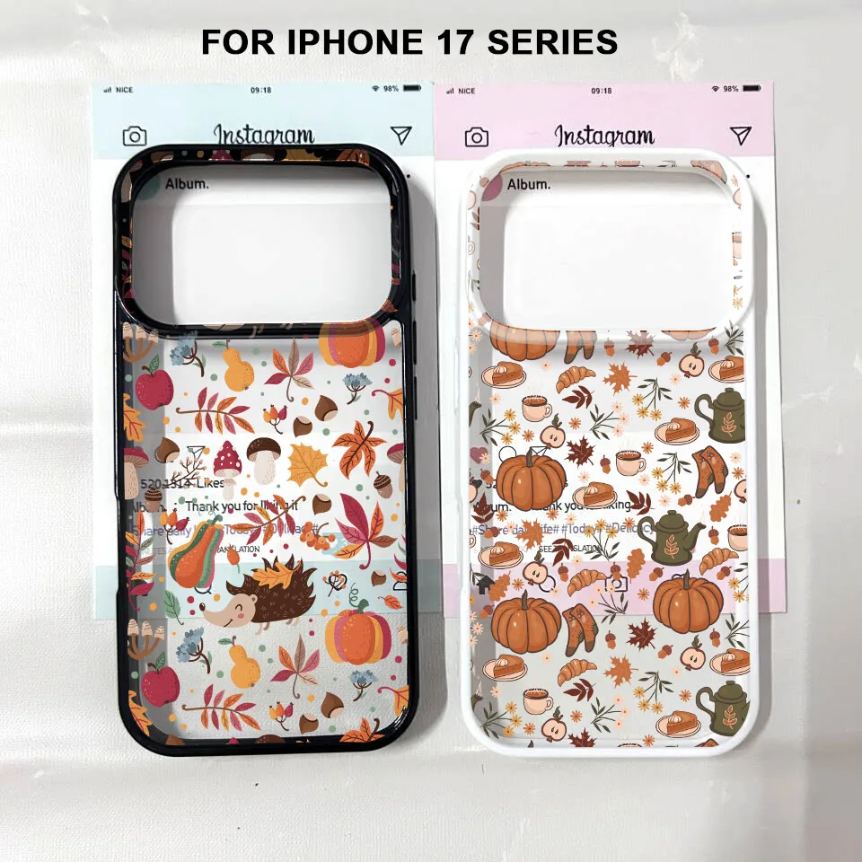 Halloween Coffee Pumpkin Fallen Leaves Phone Case For iPhone 17Air 17 Pro Max 17Pro Transaprent Hard Cover For iPhone 17 Cases