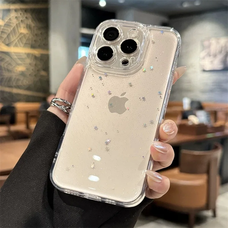 S601a0fb335a741f0ac175444c0a58df6k.webp Luxury Clear Star Bling Glitter Phone Case For iPhone 17 16 15 14 13 12 11 Pro Max XR X XS 8Plus Sparkle Shockproof Bumper Cover