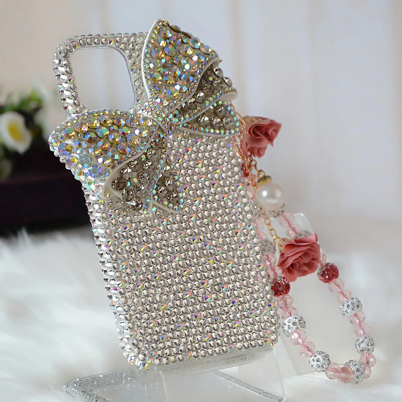 S614627ce89864ed58a3dd53c458128dbF.webp Cute Crystal Diamond Bow Strap Phone Case For iPhone 16 15 13 14 17 Pro Plus Samsung Galaxy S24 S22 S25 S21 S23 FE Ultra Note 20