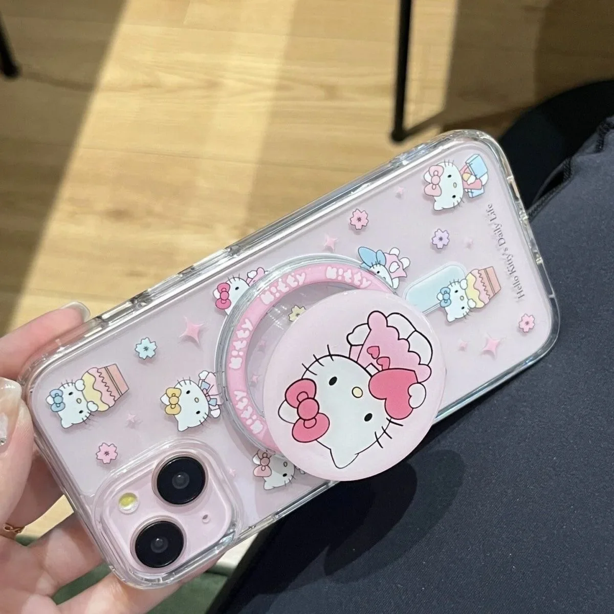 S61844d328c434c8493e774570773e1e0Q.webp Cute Kitty Cartoon Cat Magnetic Grip Holder Magsafe Wireless Charge Chain Case For iPhone 17 Air 16 15 12 Pro Max 14 Plus 13 Mini