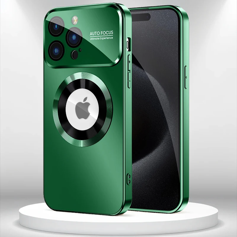 S618d5f3d31a8427db62a93faa8deeb2dB.webp New Luxury Matte PC Big View Glass Lens Protection Case for iPhone 17 Air 16 15 14 13 12 11 Pro Max Plus Magsafe Magnetic Cover