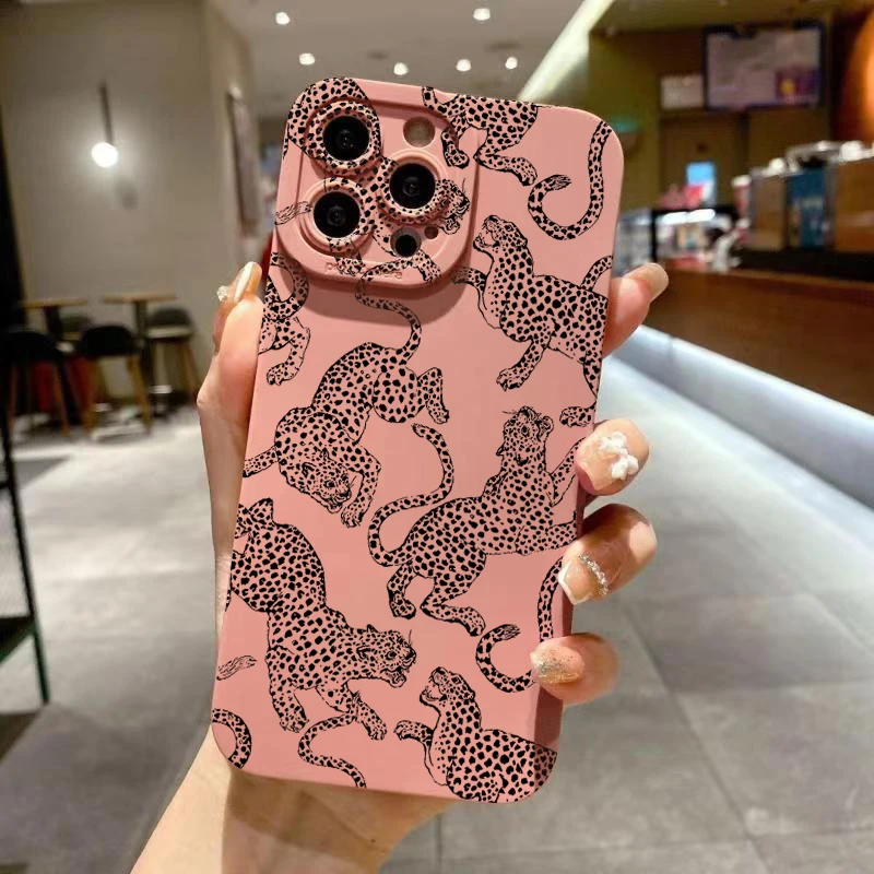 S6191953e20b9408d963ceaad3bd66a5d9-4.webp Pink Leopard Print Pattern Phone Case For iPhone 17 16 15 Pro Max 14 13 12 11 XS XR 7 8 Plus 16E Shockproof Soft Silicone Cover