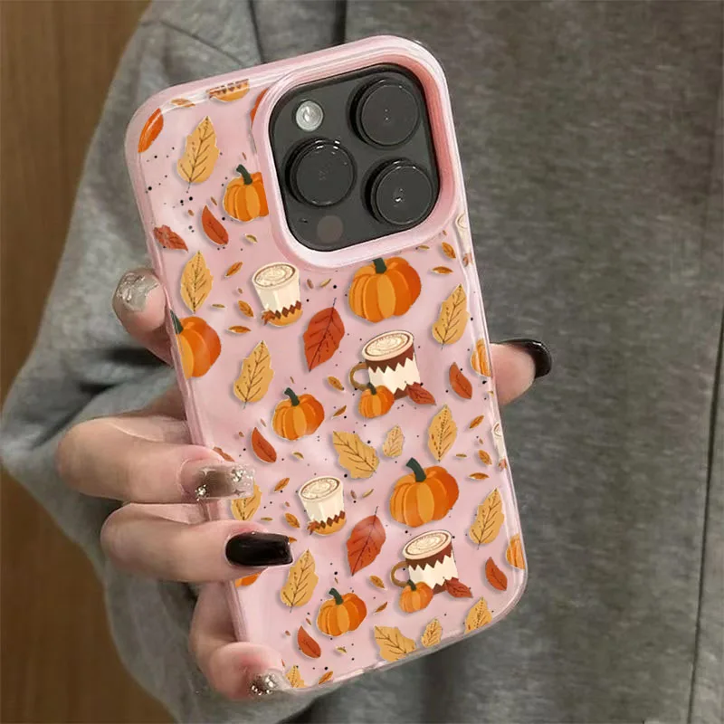 S6512d766d211466fb947f28f642f44a4x.webp Halloween Pumpkin Print TPU Phone Case For iPhone 16 15 14 13 12 11 17 Air Pro Max 16 Plus 16Pro Leaves Cup Folds Texture Cover