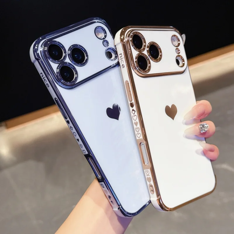 S65cdad382c874dadad95648cc85cefe0B-2.webp Luxury Plating Love Heart Soft Phone Case For iPhone 17 Air 16 15 14 13 12 11 Pro Max Mini Plus Edge Pattern Silicone Back Cover