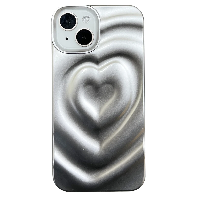 Retro Folds 3D Love Heart Case For iPhone 13 11 12 14 15 16 17 Pro Max 17 Air Luxury Soft Shockproof Cover Bumper