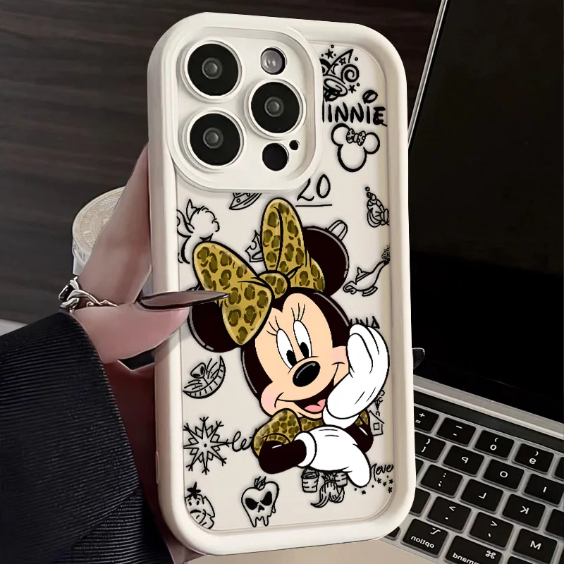 Mini Mouse For iPhone 16 15 14 13 12 11 Pro Max XS Max X XR 7 8 Plus 6S 5S Liquid Eye Ladder Phone Case Christmas Gift