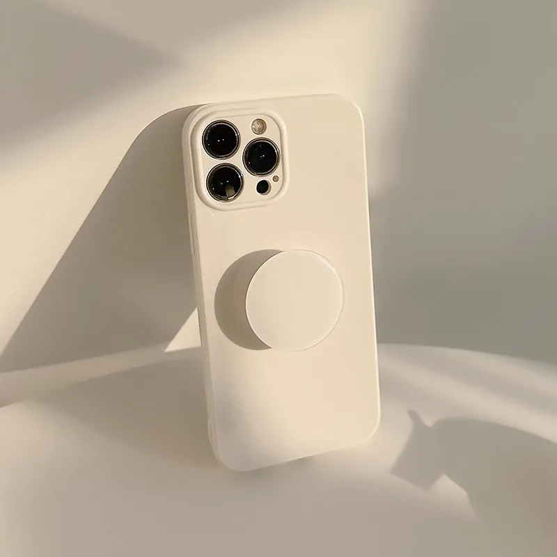 S66701d8d95a547a3aba65600c9e30b59N-1.webp Candy Color With Holder Shockproof Case For iPhone 17 16 15 14 13 12 11 Pro Max Plus Plain Soft Silicone Bumper Cover