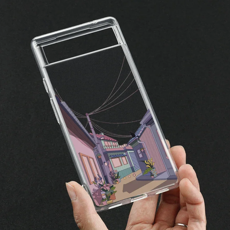 Japan Anime Landscape phone Case for Google Pixel 10 Pro XL 9 7a 7Pro 6a 6 6Pro 8 8 Pro 5G Clear Scenery Covers Fundas Skin