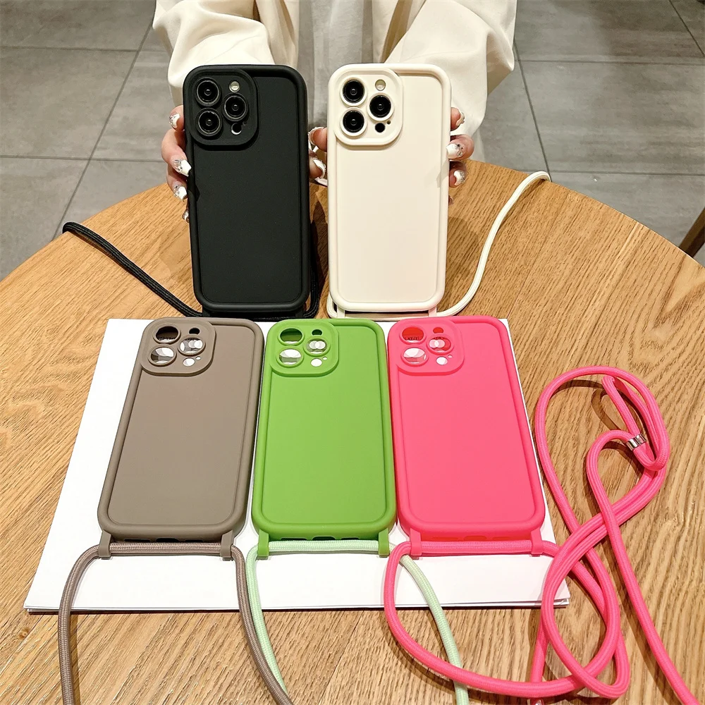 S67ab2f7b314d47cc8ddb069f442b755fk-1.webp Phone Case For iPhone 14 13 15 16 Pro Max 17 Air 16E 12 11 X XR XS 7 8 Plus Crossbody Adjustable Lanyard Strap Rope Soft Cover