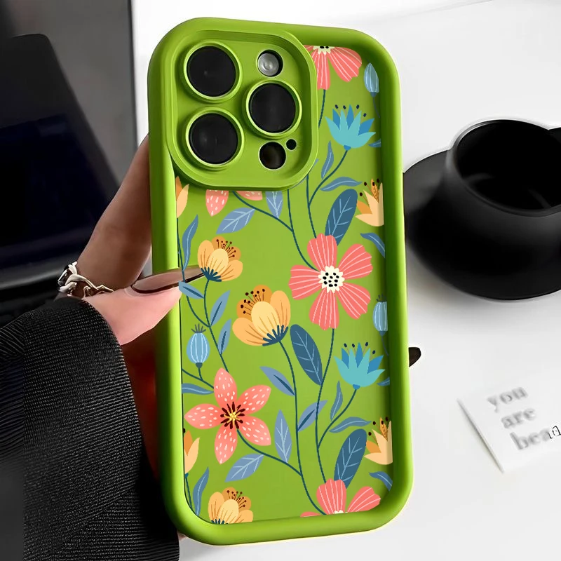 S68b61b7cd1244a419e769fdc6eb907ccb-2.webp Colorful Flowers Silicone Case For iPhone 17 16e 15 16 Pro Max 14 13 12 11 Pro Max Air Shockproof Bumper Soft TPU Phone Cover