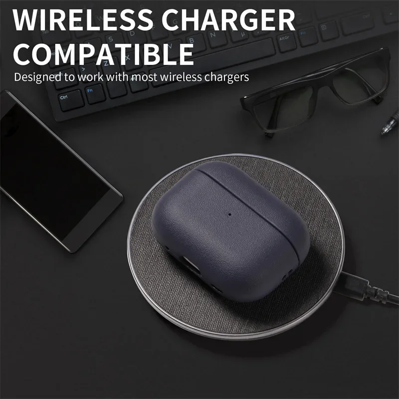 Leather grain Case For AirpPods Pro 2 For Airpods Pro 3 Case Airpods 4 3 Apple Bluetooth Earphone Accessories Protect Machine