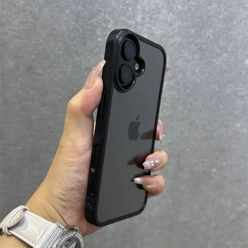 Luxury Candy Color Bumper Phone Case For iPhone 17 16 15 14 13 Mini 12 11 Pro Max XR XS X 7 8 Plus Transparent Shockproof Cover