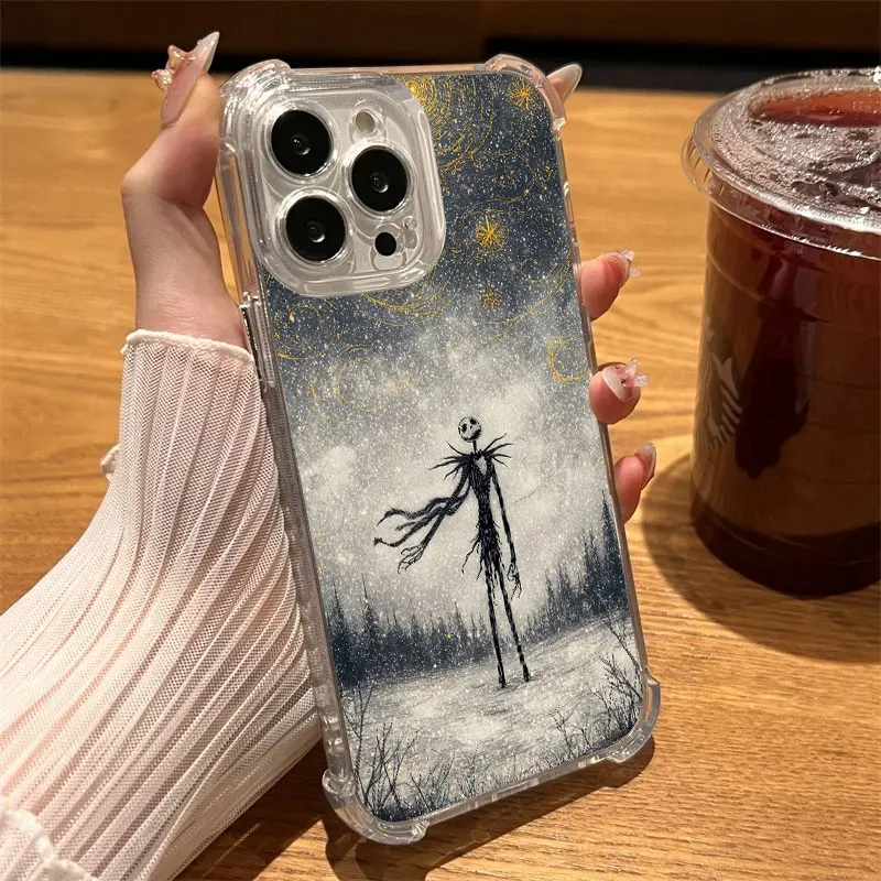 S6a7b8ce856c648108d6f3be805c0a21bl.webp Halloween Jack Sally Skellington Phone Case Clear For iPhone 17 16 14 15 11 12 13 Pro Max 16E 15 16 Plus 17 Air Shockproof Cover