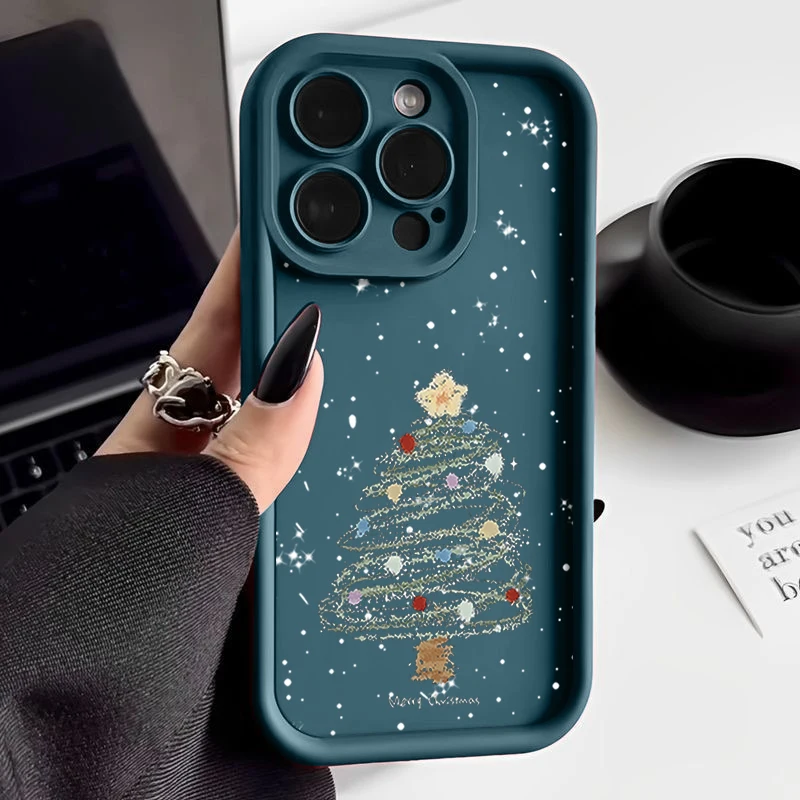 Christmas Tree Printed Soft TPU Case For iPhone 17 16e 15 16 Pro Max 14 Plus 13 12 Pro Max 11 17 Air Shockproof Phone Cover
