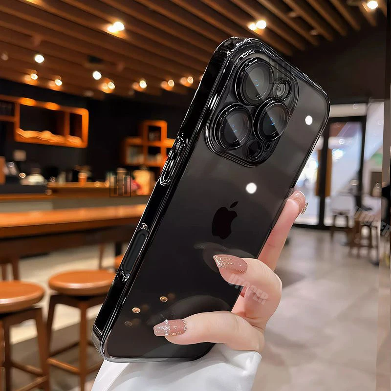 New Senior Transparency Original Ultrathin Plating Case for iPhone 16 15 14 13 12 11 Pro Max Plus Lens Film Protect Soft Cover