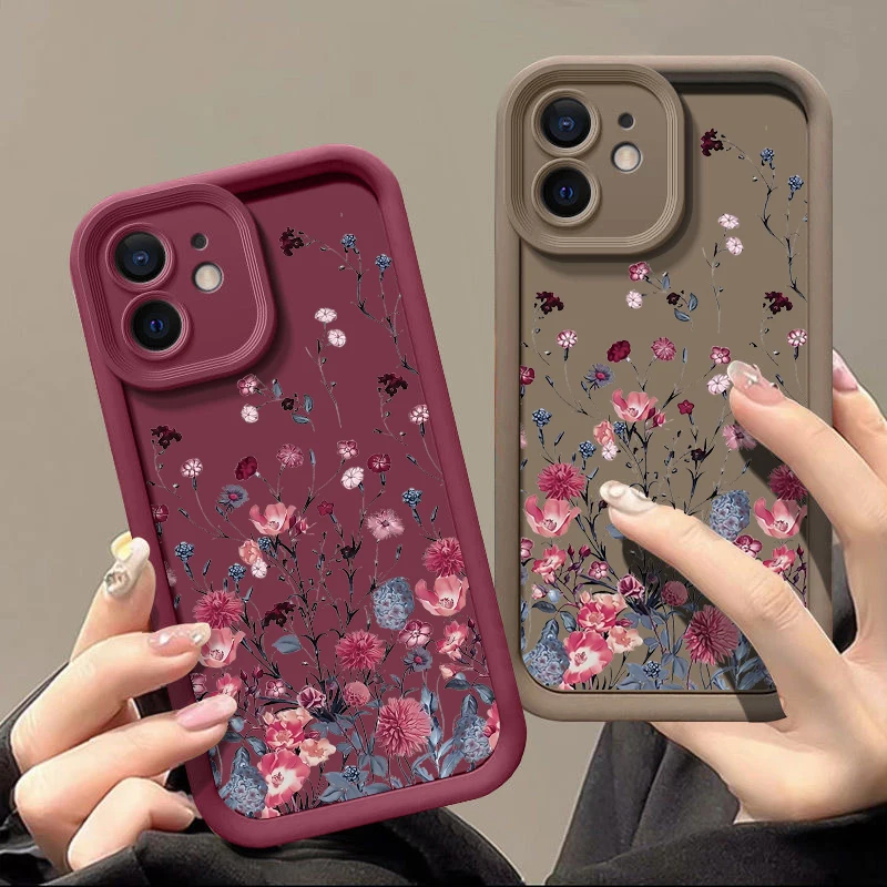 S6f5b741e7de54cf4aab12bc585403d803.webp Retro Flower Case For iPhone 16e 17 Air 16 15 14 Pro Max Plus 13 12 Pro Max 11 Shockproof Soft Silicone TPU Phone Back Cover