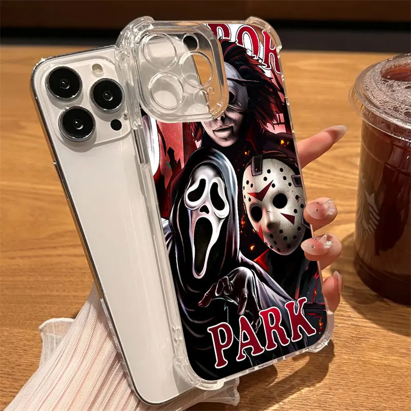 S6f7069191870400f95dec657cdcef34f1.webp Michaels Myers Horror Halloween Phone Case Clear For iPhone 17 16 14 15 11 12 13 Pro Max 16E 16 Plus 17Air Soft Shockproof Cover