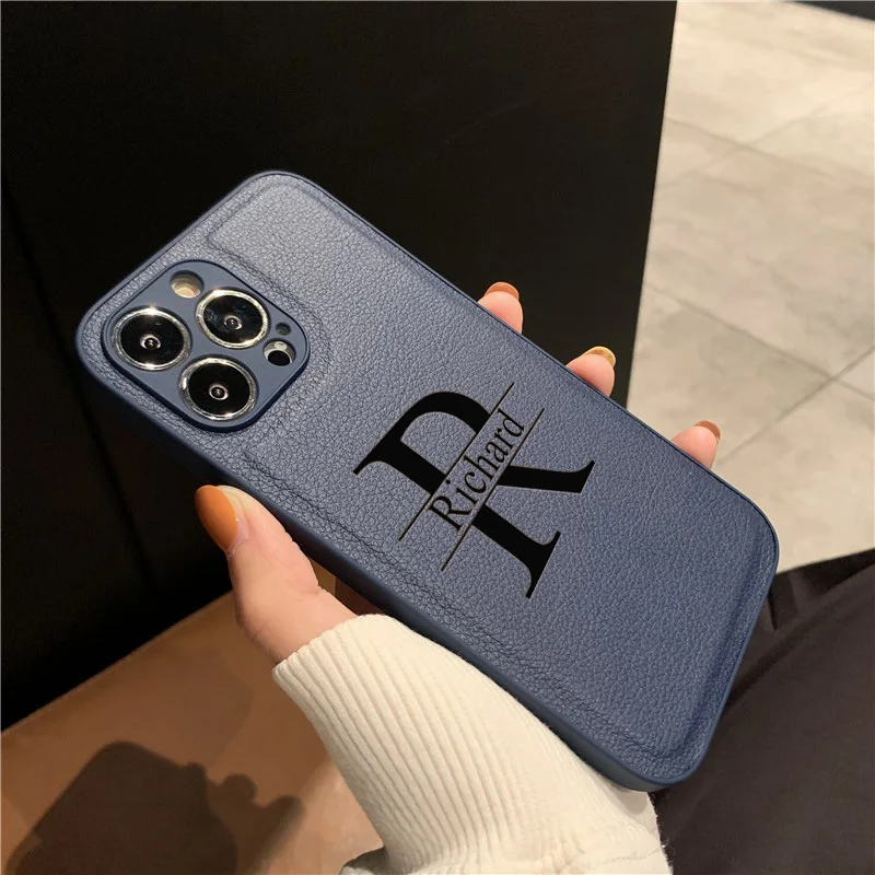 S70938a99e143460cafc770bbe7404e6ar-2.webp Personalized Customized Initials Name Case For iPhone 17 16 15 14 13 12 11 Pro Max Plus Big Letter Laser Engraving Leather Cover