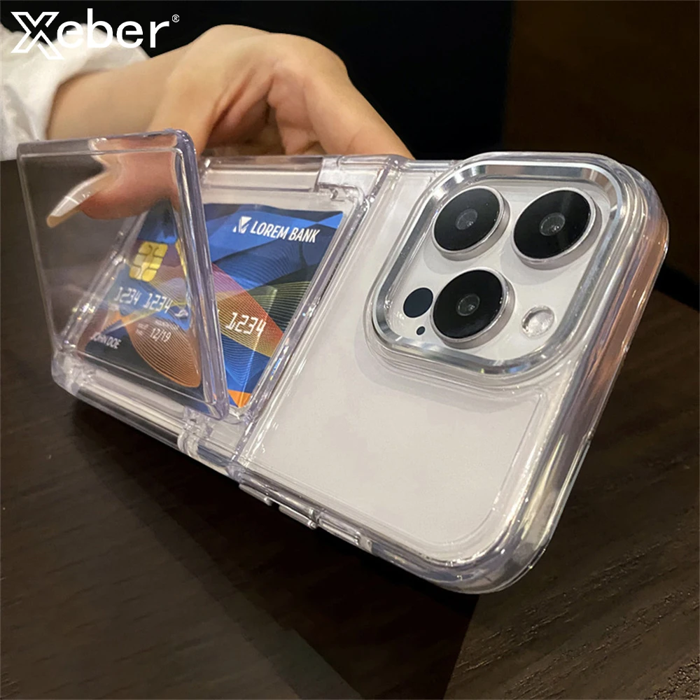 S711279f339194ead91640cbcf0d5b040C.webp Transparent Card Slot Bag Holder Phone Case For iPhone 15 14 13 11 12 16 17 Pro Max Shockproof Protection Hard Acrylic Cover