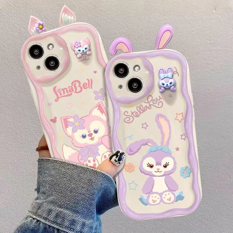 3D Cartoon Rabbit Case For iPhone 16 15 14 Plus 13 12 Mini 11 Pro XR XS Max