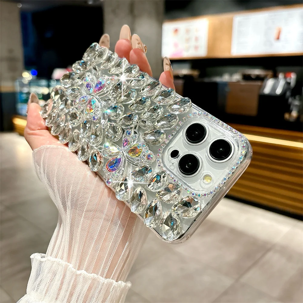 S721ad81bdedb4949a8669c27a6b06b9fc.webp Luxury Glitter Rhinestone Butterfly Case for iPhone 17 Pro Max 16 15 14 13 12 11 Full Bling Diamond Cover Funda 15Pro 14Pro
