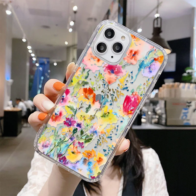 Flower Phone Case For iPhone 13 Case iPhone 16 11 12 17 14 15 Pro Max 12 13 Mini 7 8 Plus XR XS X SE Shockproof Clear Soft Cover
