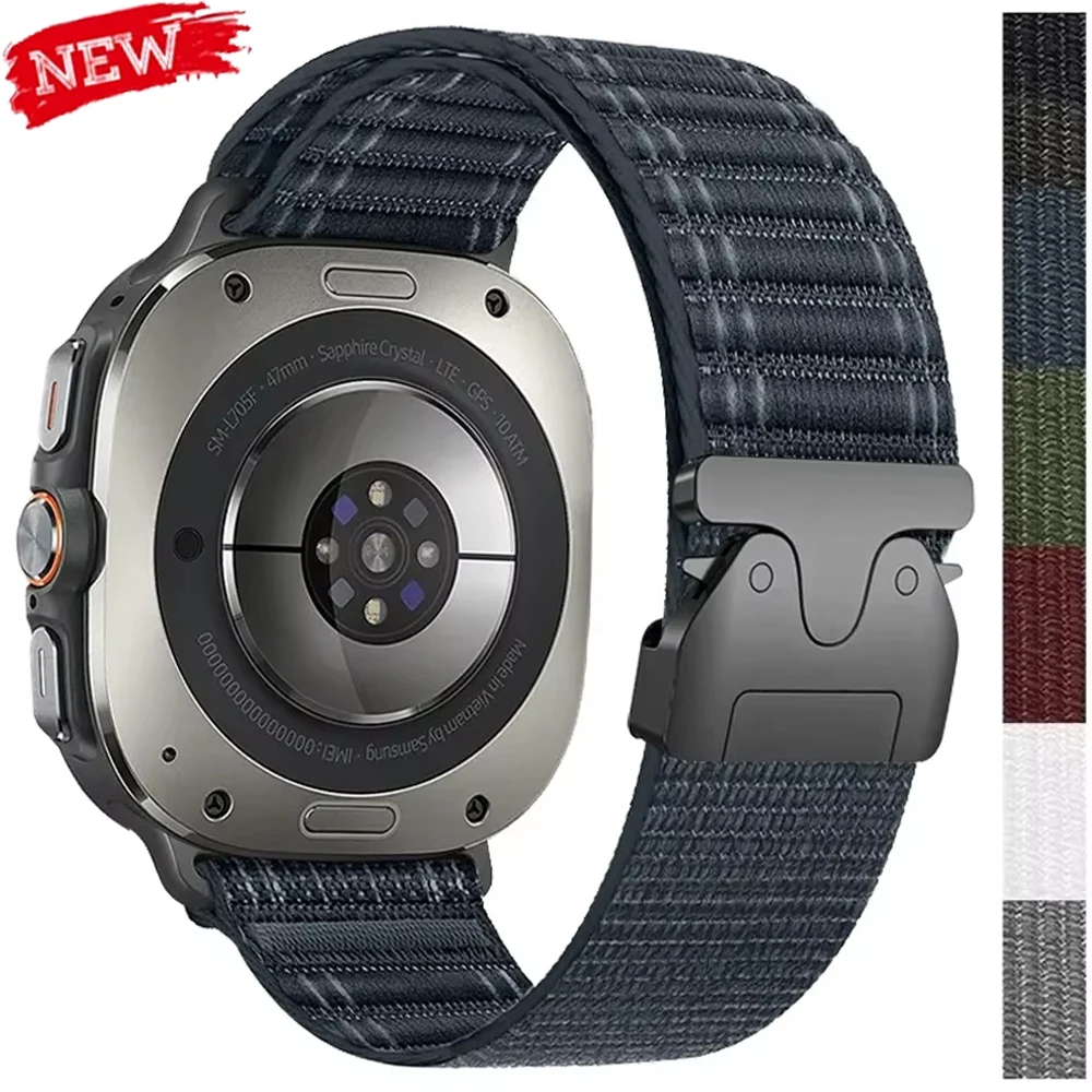 Nylon Sport Strap for Samsung Galaxy Watch Ultra 47mm Adjustable Bracelet Correas Wristband for Galaxy Watch 7 Ultra Band Correa