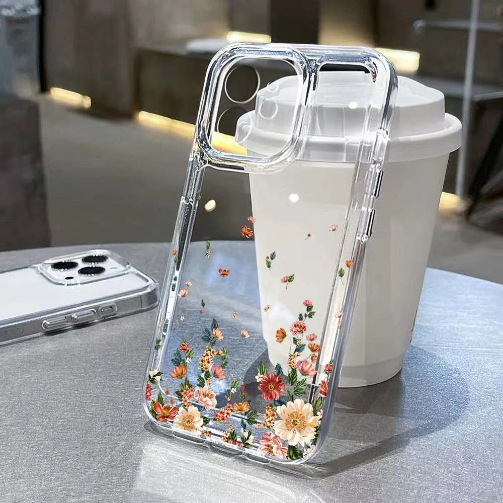 S736d980f80ee4900bb670993f24a75ea3.webp Cute Daisy Flowers Phone Case For iPhone 11 Case iPhone 17 Pro 13 14 12 15 16 Pro Max 7 8 Plus X XR XS SE Soft Transparent Cover