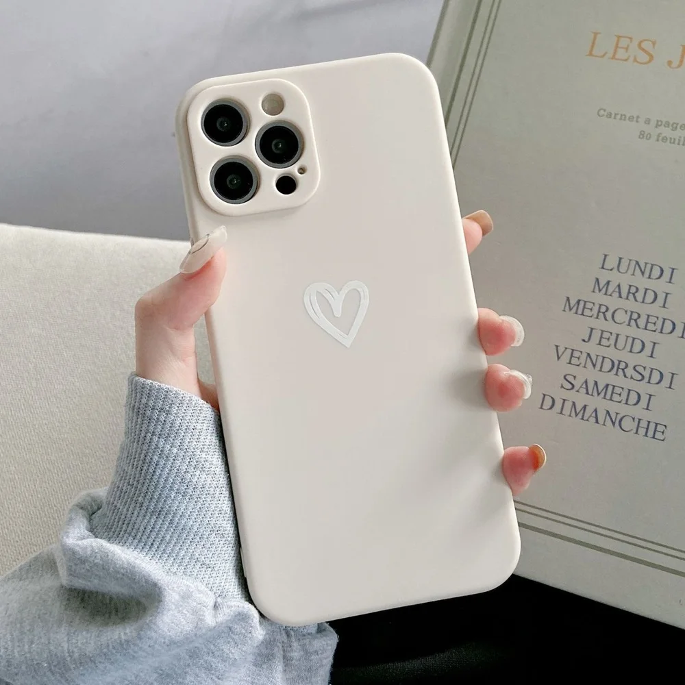 S738bd6161d834632bdefd65f6a330c0ec.webp Cute Love Heart Soft Bumper Phone Case For iPhone 17 16 15 14 13 12 11 Pro X XR XS Max 8 7 Plus Mini Candy Matte Shockproof Cover