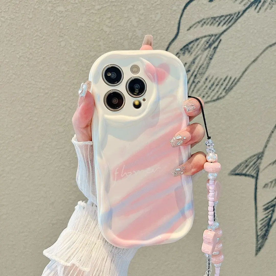 S73dbda0383304762be5a5edfa6811ec7U.webp Phone Case For iPhone 17 16 15 Pro Max 14 11 13 12 Mini Plus 16E 17 Air IPhone17 Back Cover Flower Bracelet Wrist Chain Strap
