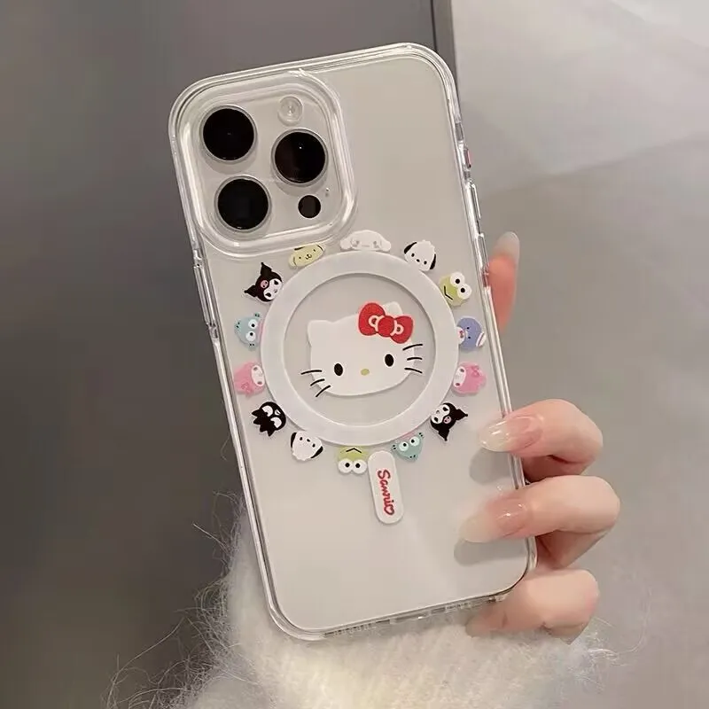 Cartoon Kitty Cat Magsafe Magnetic Phone Case for Iphone 17 Air 16 Pro Max 16E 11 12 13 14 15 Pro Max Mini Plus Cover