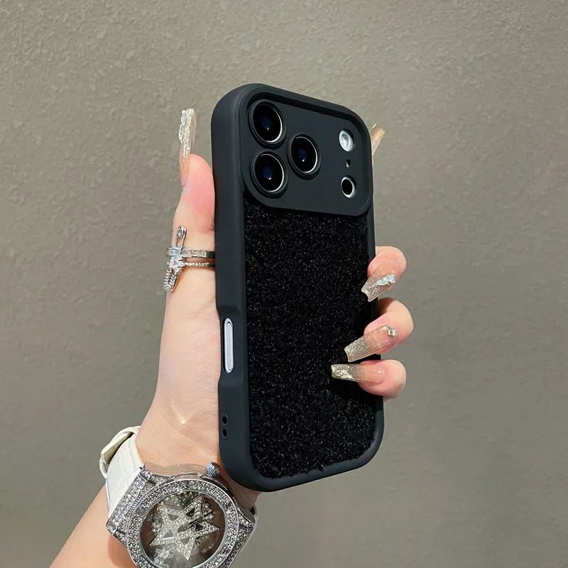 S74f9b09aac494346a098ce4dcb35694dn-2.webp Cute Fluffy Phone Case For iPhone 17 11 12 13 14 15 Pro Max 16 Plus XR XS Max Plush Solid Color Cover Soft Plush Coque
