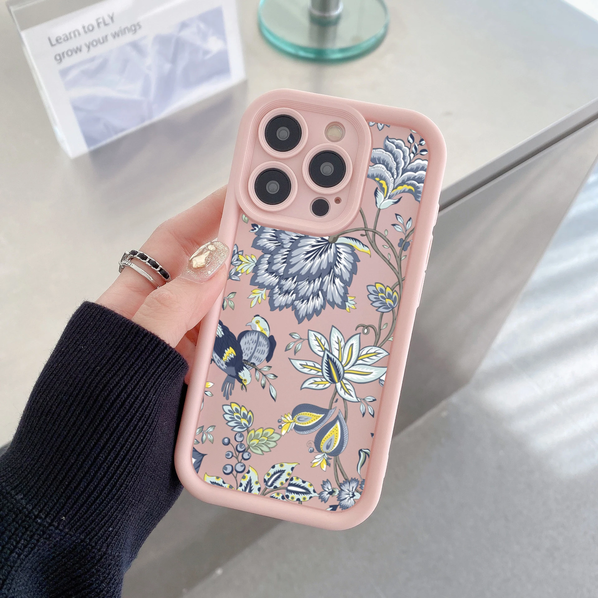 Case For iPhone 17 Cases iPhone 16 Pro Max Case Flower Printed Phone Case For iPhone 15 14 13 12 11 7 8 16 Plus 16E 17 Air Cover