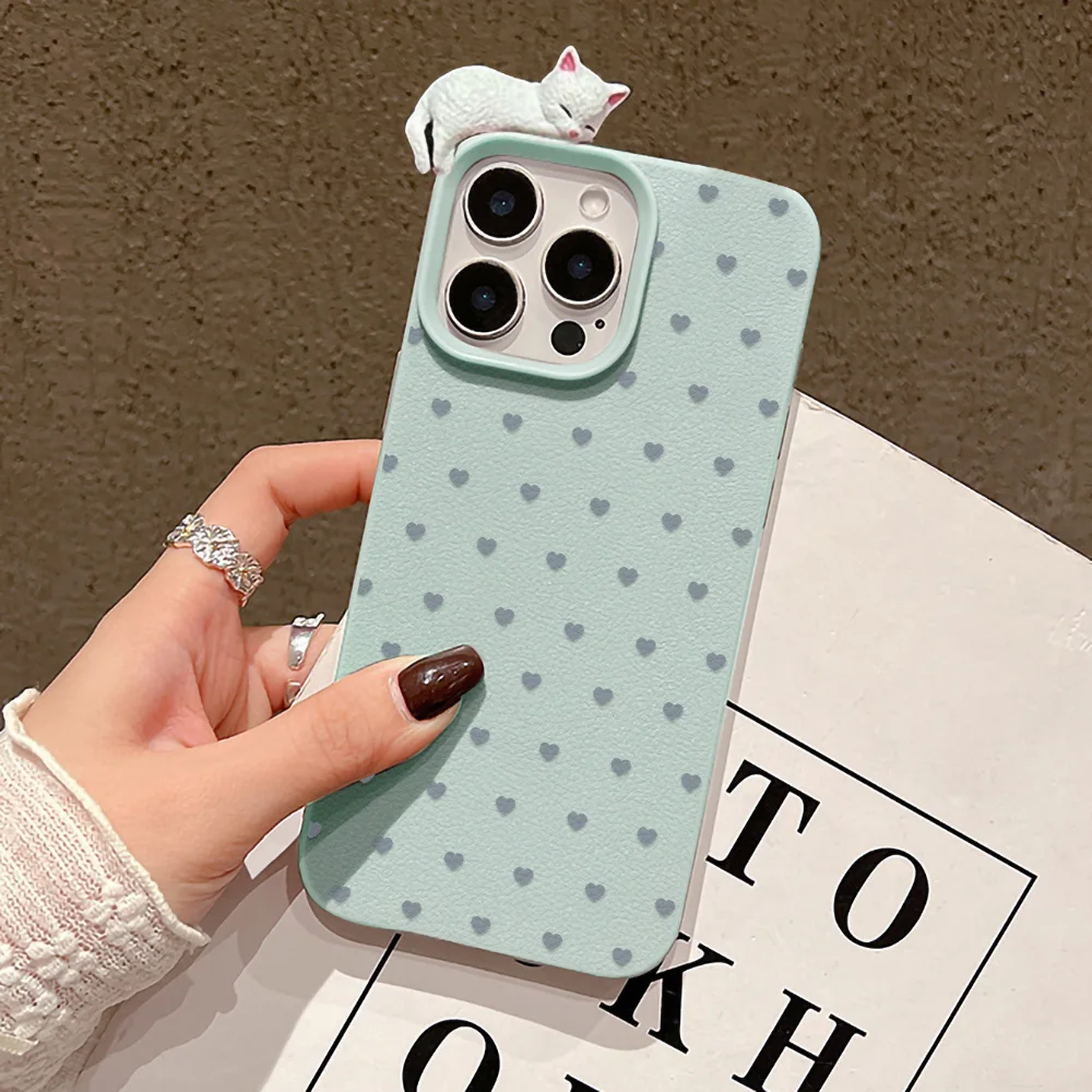 S757dbca4812546679d37a17fe6d0340fQ-3.webp Love Heart Phone Case For iPhone 17 Pro Case iPhone 13 16 14 11 12 15 Pro Max 17 Air Plus 3D Cat Lychee Pattern Leather Cover