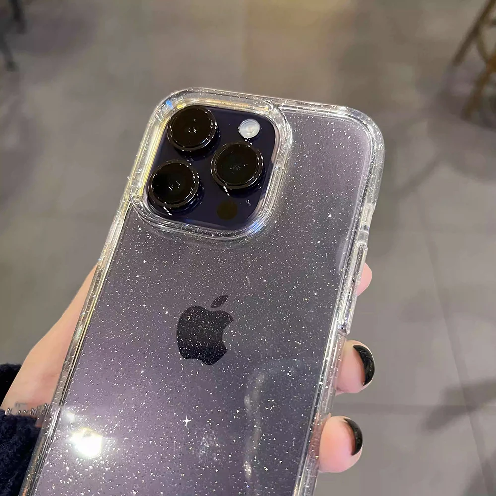 S764878206aa547e1a8ef1d1332d731799.webp Luxury Soft Silicone Clear Glitter Phone Case For IPhone 15 14 13 12 11 Pro Max 15 Plus X XS Max XR Shockproof Cover Funda