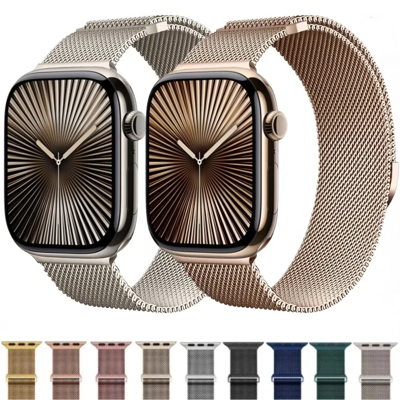 S768a68ea3f37490a95528dd0ae28b982G.webp Pure Titanium Metal Milanese Strap for Apple Watch Band Ultra3/2 49mm 11 10 9 8 7 Magnetic Bracelet iWatch 6 5 4 SE2 46mm 45mm 41mm 44mm 40mm