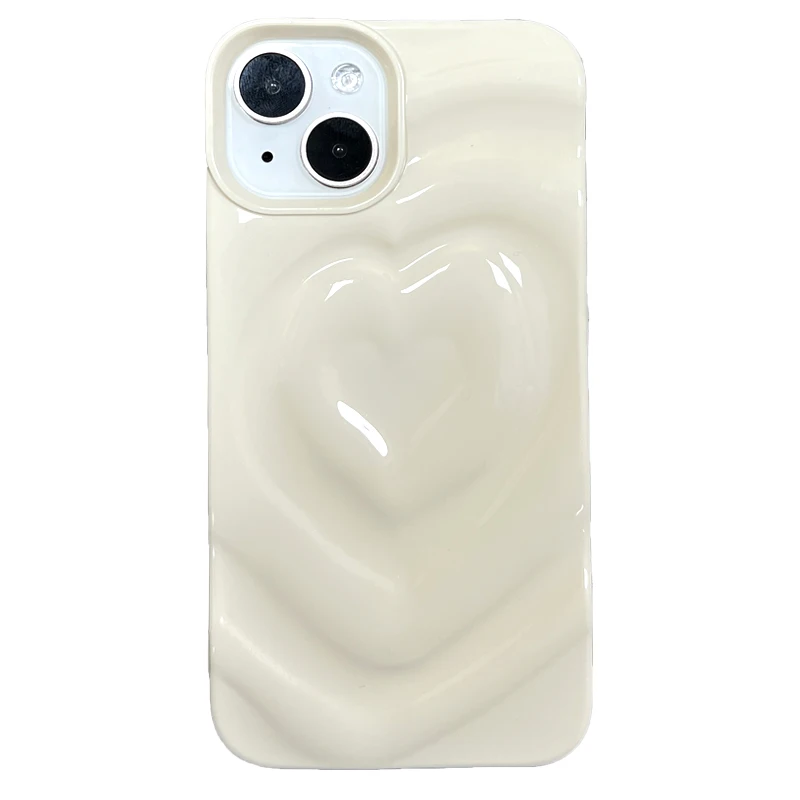 Retro Folds 3D Love Heart Case For iPhone 13 11 12 14 15 16 17 Pro Max 17 Air Luxury Soft Shockproof Cover Bumper