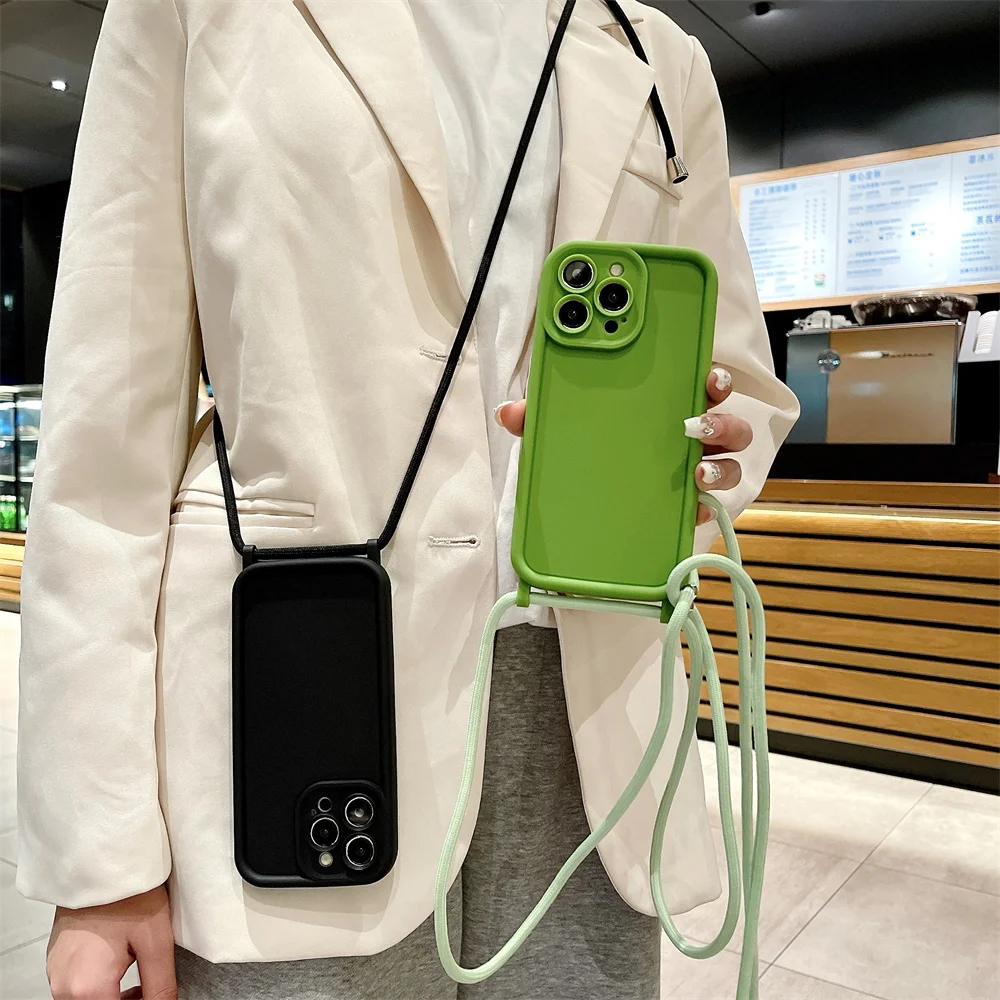 S76dc0ad9831544f383ab4f208b0ba772y-1.webp Phone Case For iPhone 14 13 15 16 Pro Max 17 Air 16E 12 11 X XR XS 7 8 Plus Crossbody Adjustable Lanyard Strap Rope Soft Cover