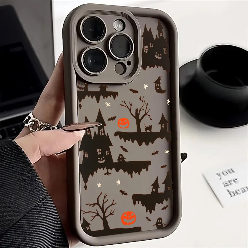S77b30d8e40884fb5a66eaffd5265d8aee.webp Halloween Castle Moon Soft Silicone Case For iPhone 17 Pro 14 15 Plus 11 12 13 16 Pro Max Coque 16E 17AIR Shockproof Phone Cover