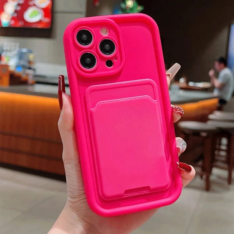 Luxury Silicone Wallet Phone Case For iPhone 17 16 15 14 11 13 12 Pro Max Air 16E 16 15 Plus Card Holder Slot Shockproof Cover