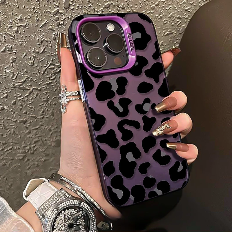 S790daff99585432ca1e1259938377827R-2.webp Black Leopard Pattern Phone Case For iPhone 17 Cases iPhone 16 Pro Max 11 13 12 14 15 7 8 Plus 16E XS XR Anti-Fall Frosted Cover
