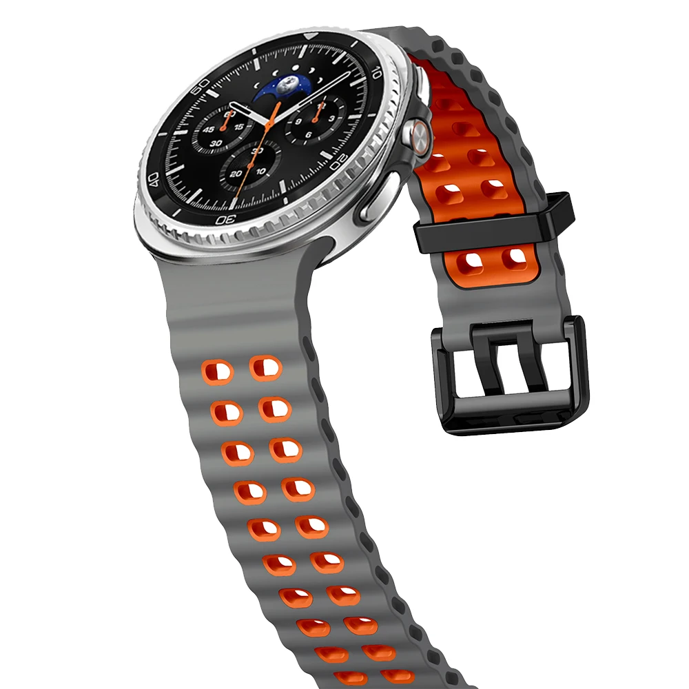 S7aadd4dfbf884b158ff3cdf8f9e7dc7bg.webp Sport silicone Band For Samsung Galaxy Watch 8 classic 46mm Two color Marine belt Bracelet correa Galaxy Watch 8 40mm 44mm strap