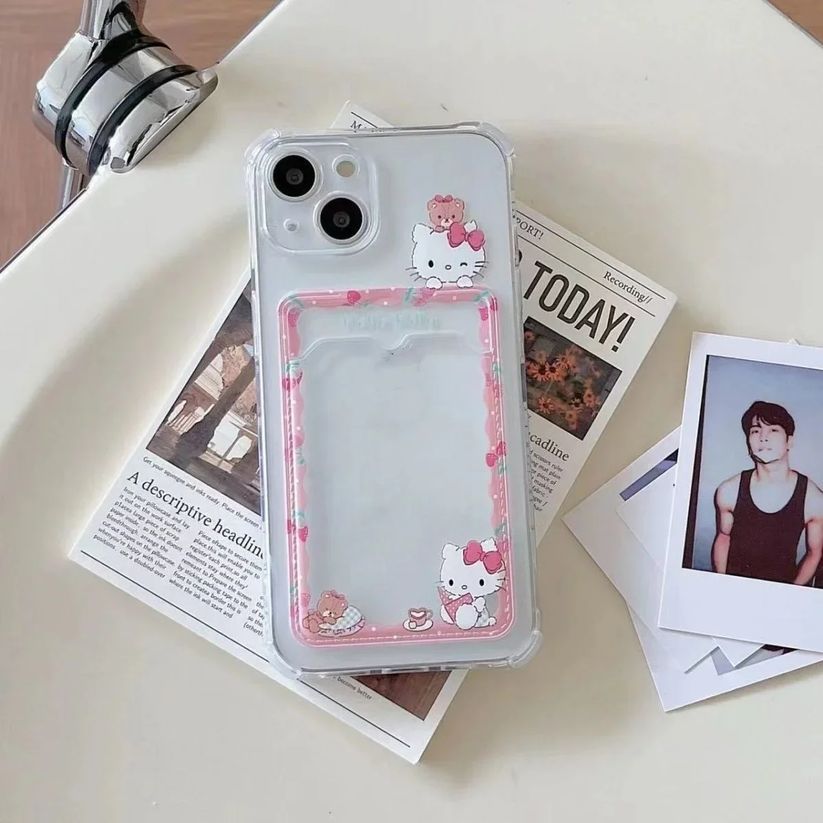 Cartoon Kitty Cute Cat Case For iPhone 17 Pro Max 17 Air 16 12 11 15 14 13 Pro Max 16 Plus XS Max 13 Mini Card Holder Slot Bag