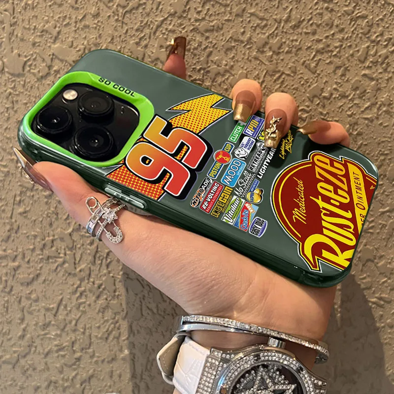 S7b1ae055b63b4dc0846a6934b5956b467.webp Lightning McQueen 95 Cars Plating Case for iPhone 13 14 16 15 12 11 Pro Max XS X XR 8 7 Plus SE 2020 Shockproof Matte Hard Cover