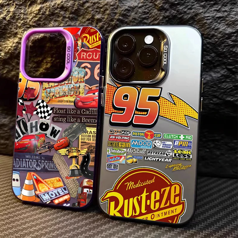 S7bb607d6cb9a45eb9f6a50be195ea826U.webp Lightning McQueen 95 Cars Plating Case for iPhone 13 14 16 15 12 11 Pro Max XS X XR 8 7 Plus SE 2020 Shockproof Matte Hard Cover