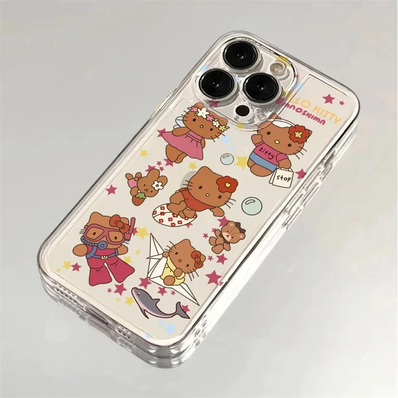 Kawaii Kitty Cartoon Cat Phone Case For IPhone 17 16 14 13 11 Pro Max 15 Plus 12 Mini 16E Air Cartoon Fashion Cover