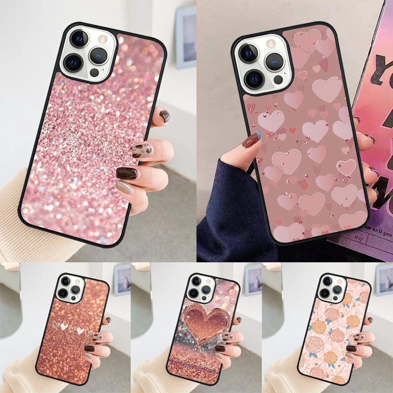 S7bd56b4232484da8a57f8a782d8dd21cy-2.webp Gold Rose Pink Love Heart phone case Cover For iPhone 17 Air 14 15 16 16e Pro Max coque For apple 11 12 13 Pro Max Plus