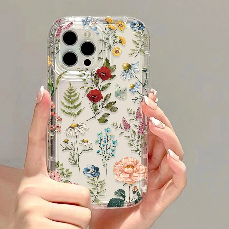 S7c29b0d6b0b84f718e6a120a9575a0f2x.webp Flower Phone Case For iPhone 14 Pro Max Case iPhone 17 13 11 12 16 15 Pro Max XR X Xs Max 7 8 Plus SE 2020 Airbag Clear Cover